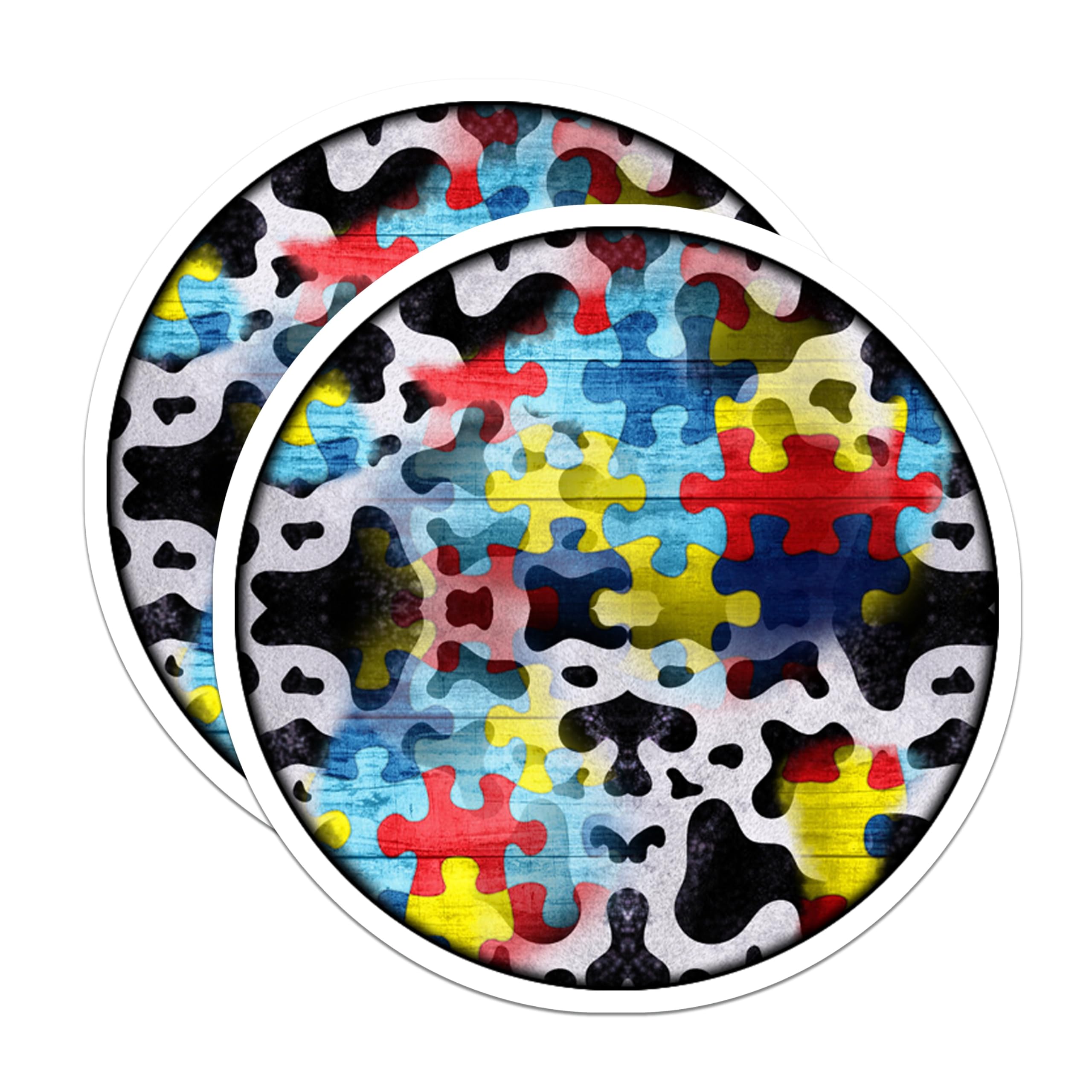 (2 Pack) Puzzle Piece Magnets - Abstract Colorful Design - Refrigerator Locker Art - 5 Inches On Longest Side - Thick Durable Magnet - Made in USA - MAG23356