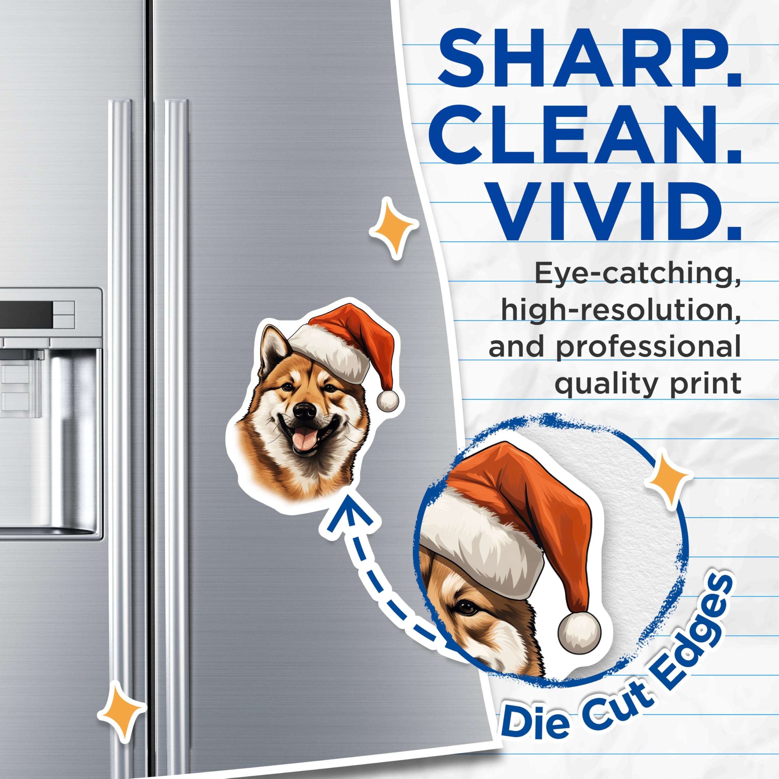 (2 Pack) Shiba Inu Christmas Magnets - Santa Dog Refrigerator Decor - Holiday Pet Lover Kitchen Magnets - 5 Inches On Longest Side - Thick Durable Magnet - Made in USA - MAG28404
