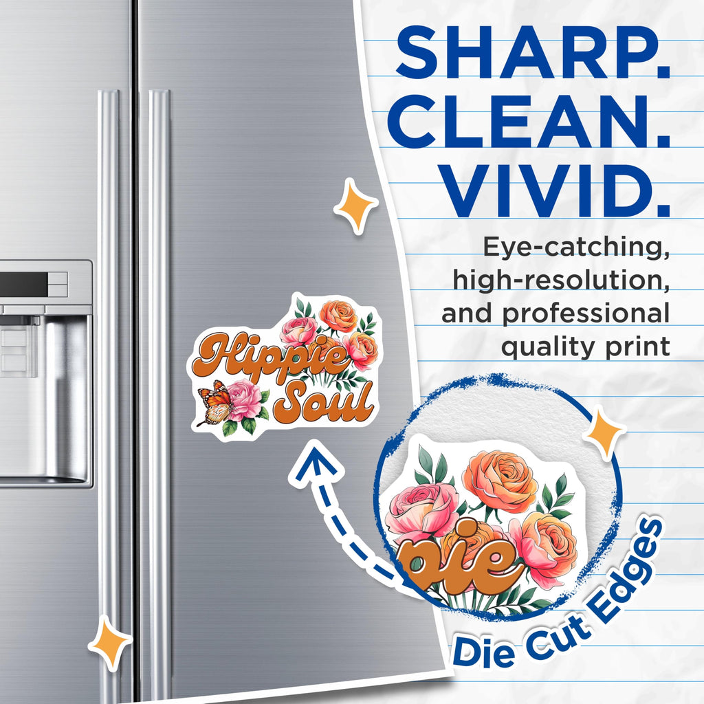 (2 Pack) Hippie Soul Magnets - Floral Butterfly Design - Retro Vibe Magnets - 5" On Longest Side - Premium Magnet - for Cars, Refrigerators, Toolboxes, Lockers - Made in USA - MAG16115