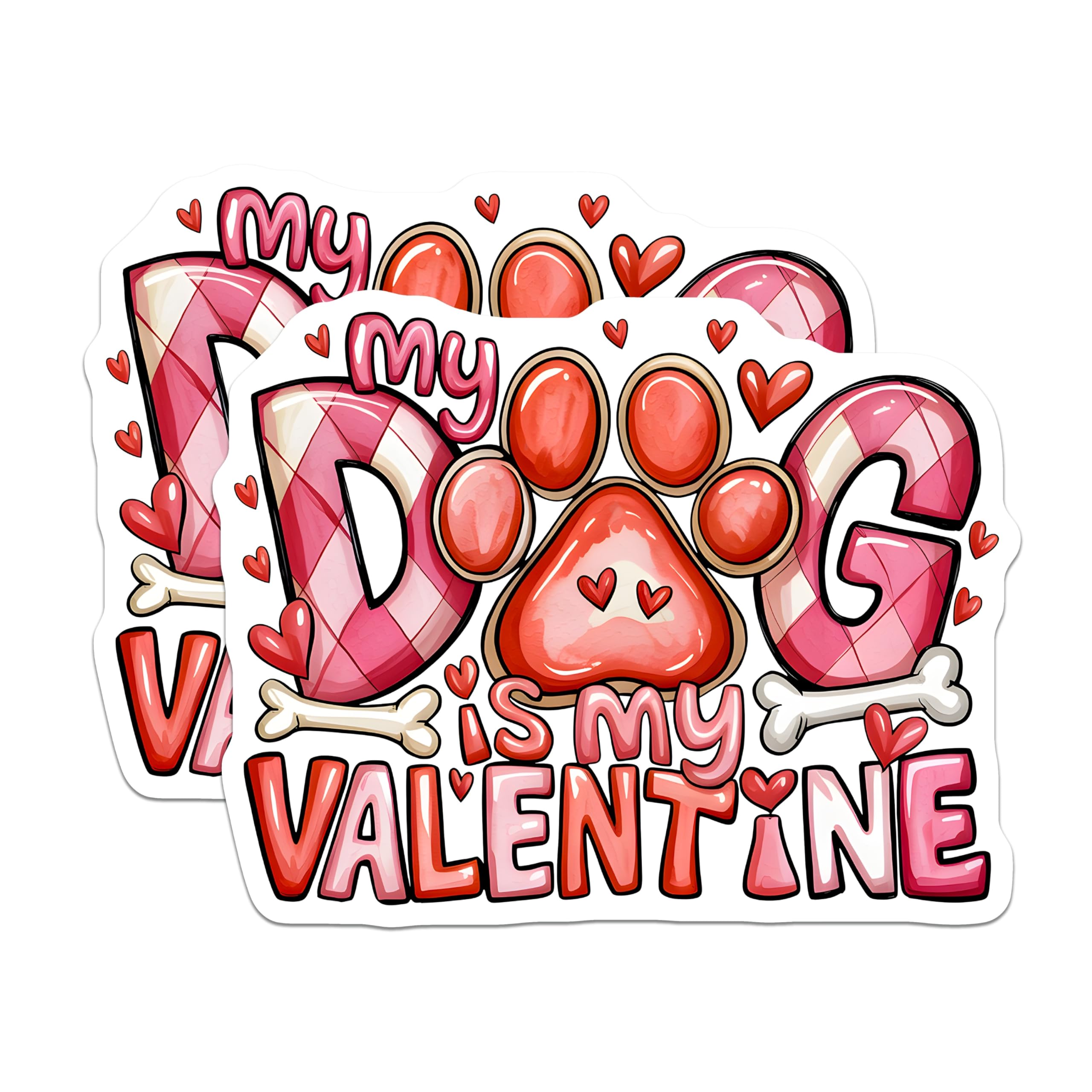 (2 Pack) My Dog is My Valentine Magnets - Valentine's Day Dog Mom Decor - Cute Pet Owner Accessory Magnets - 5 Inches On Longest Side - Thick Durable Magnet - Made in USA - MAG30850
