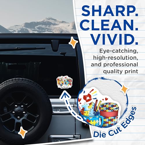 (2 Pack) Be Kind Stickers - Puzzle Piece Stickers - Autism Awareness Stickers - 5" On Longest Side - Sticks to Smooth Flat Surfaces - Made in USA - BMCS5973
