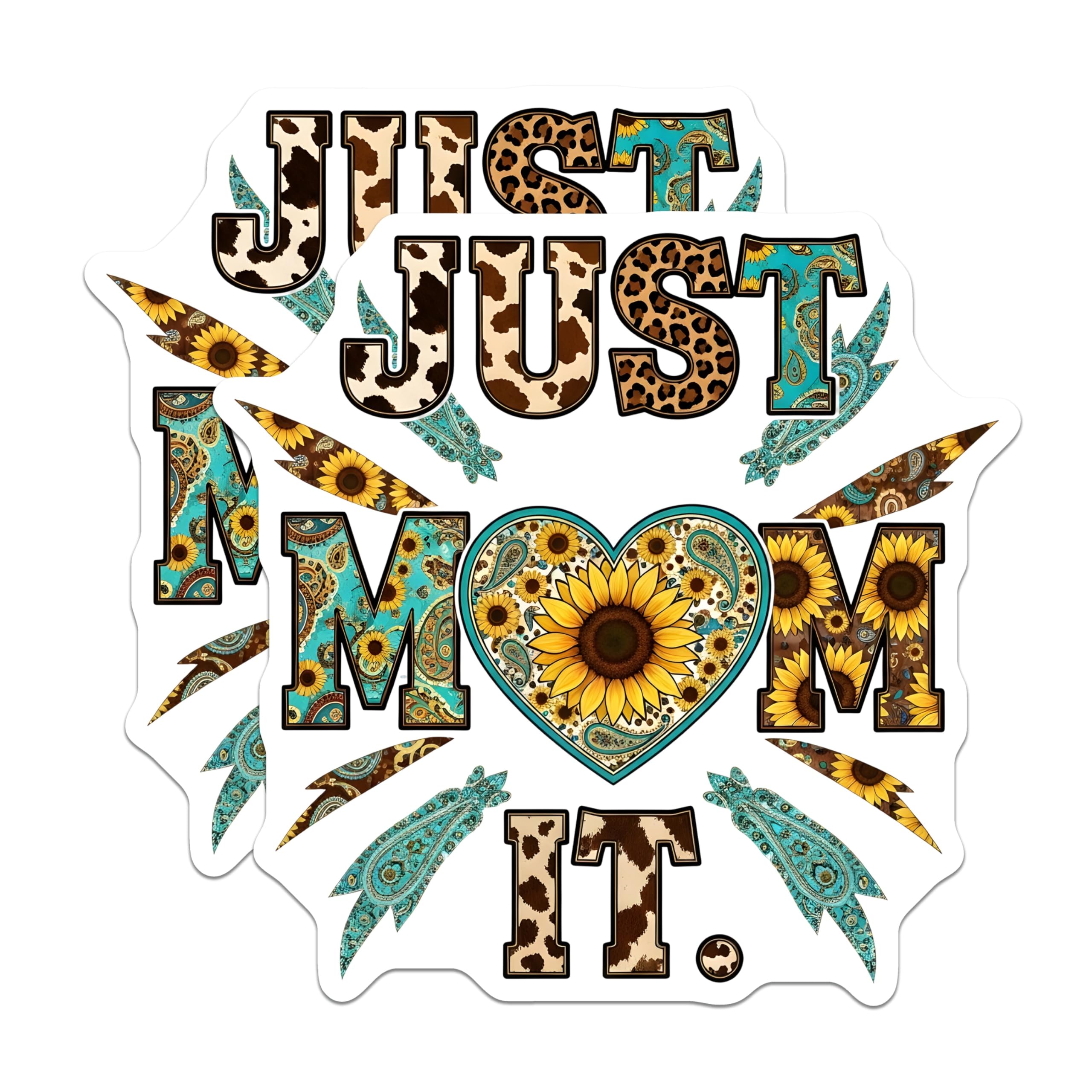 (2 Pack) Just Mom It Magnets - Western Mom Decor - Sunflower Mom Decal - 5" On Longest Side - Premium Magnet - for Cars, Refrigerators, Toolboxes, Lockers - Made in USA - MAG17929
