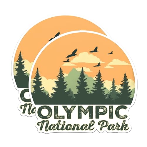 (2 Packs) Olympic National Park Magnets - Nature Hiking Outdoorsman Hiker Magnets - 5 Inches On Longest Side - Premium Magnet - for Fridges, Toolboxes, Cars - Made in USA - MAG2501