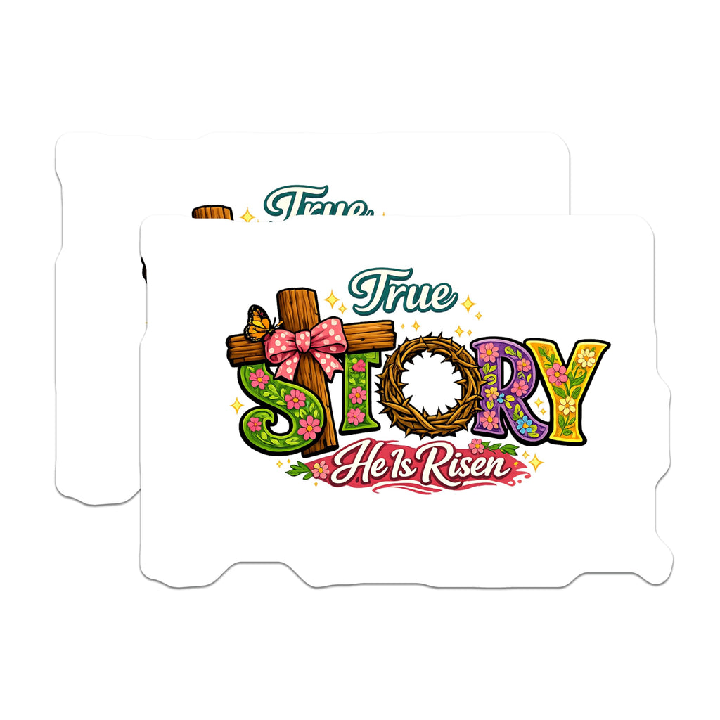 (2 Pack) Christian Easter Magnets - He is Risen Decor - Religious True Story Faith Art - 5 Inches On Longest Side - Thick Durable Magnet - Made in USA - MAG22668