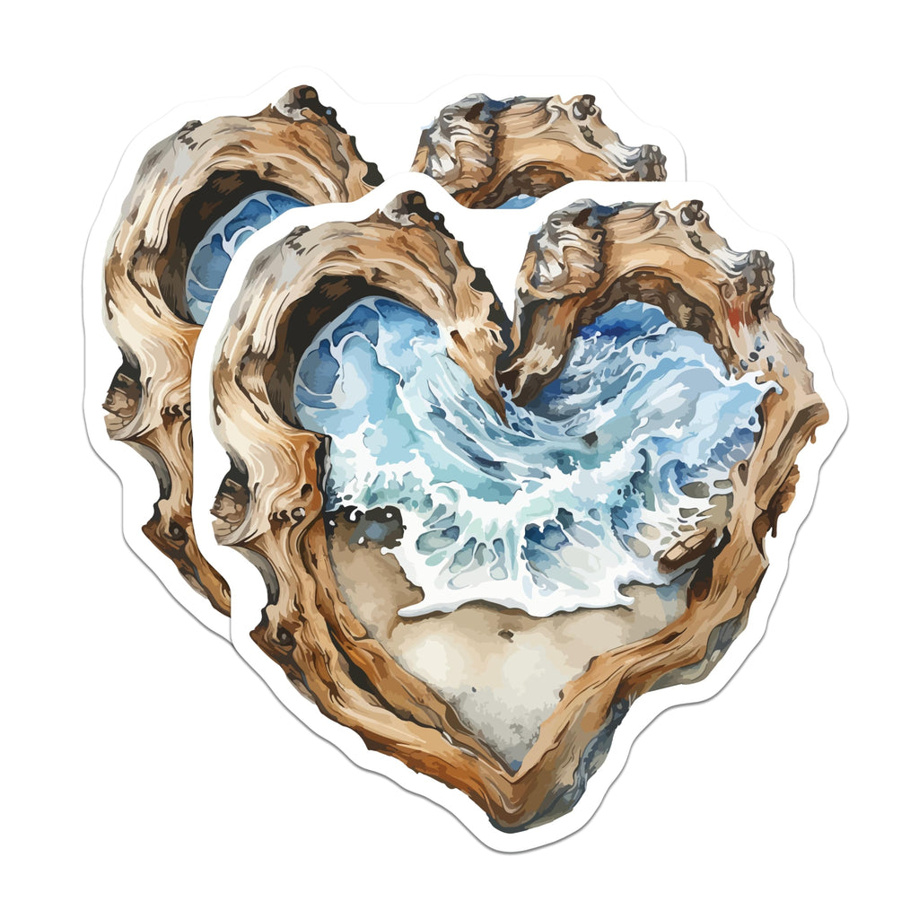 (2 Pack) Driftwood Heart Ocean Wave Magnets - Coastal Beach House Decor - Sea Inspired Fridge Art Accessory - 5 Inches On Longest Side - Thick Durable Magnet - Made in USA - MAG19821