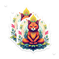 (2 Pack) Meditating Cat Magnets - Zen Feline Art - Spiritual Pet Decor - Colorful Mandala Design - 5 Inches On Longest Side - Thick Durable Magnet - Made in USA - MAG22975