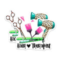 (2 Pack) Hair Therapist Stickers - Hair Stylist Tools - Funny Hair Salon Decor - 5" On Longest Side - Sticks to Smooth Flat Surfaces - Made in USA - BMCS7566