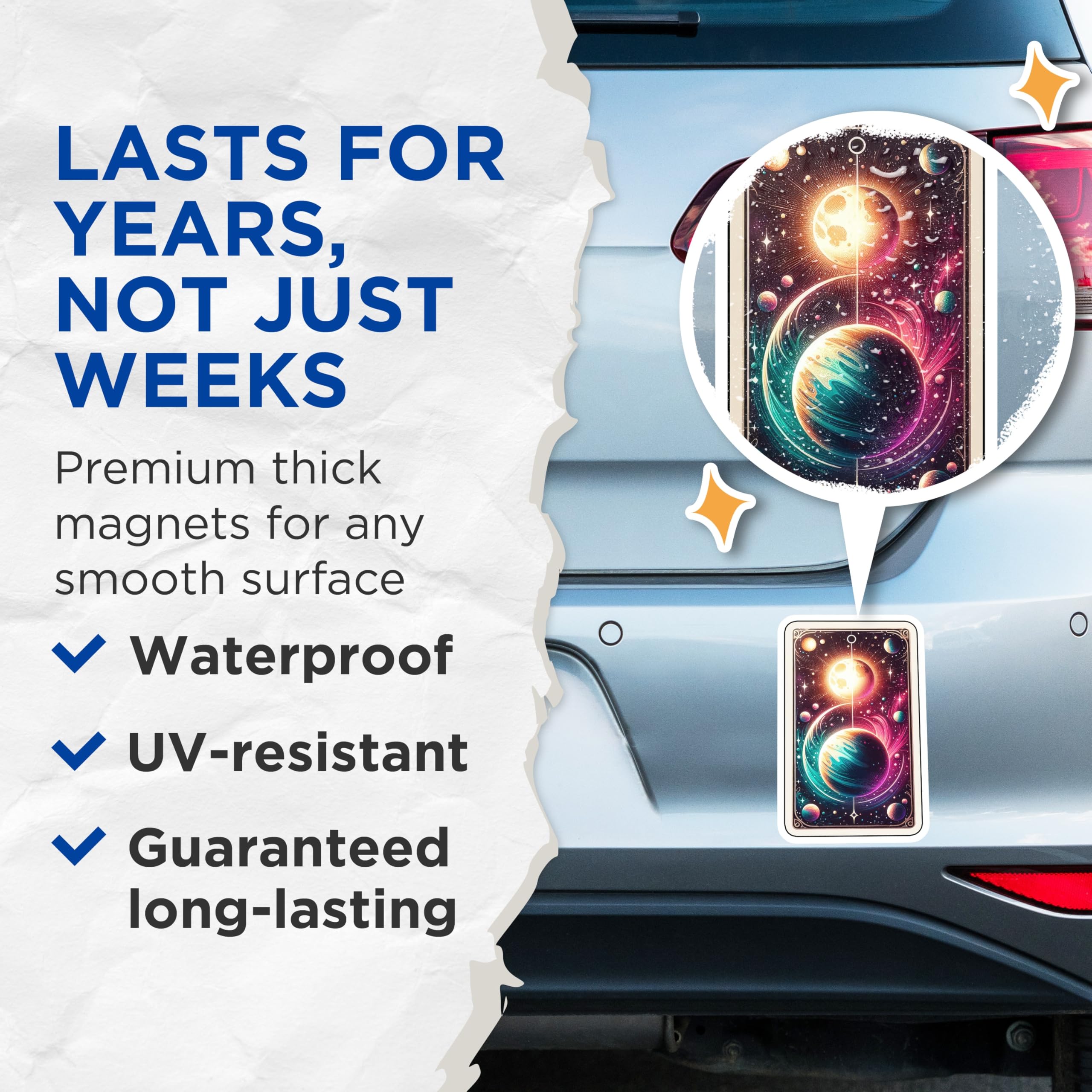 (2 Pack) Cosmic Planet Magnets - Mystical Galaxy Art - Vibrant Space Decor - 5 Inches On Longest Side - Thick Durable Magnet - Made in USA - MAG20814