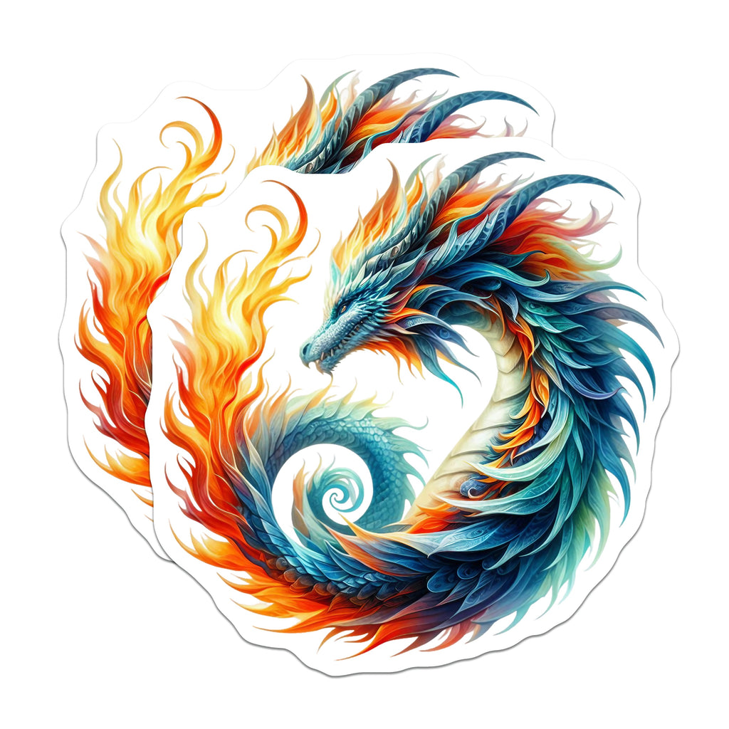 (2 Pack) Vibrant Elemental Dragon Magnets - Mythical Fantasy Creature Art - D&D Gamer Aesthetic Decor - 5 Inches On Longest Side - Thick Durable Magnet - Made in USA - MAG39879