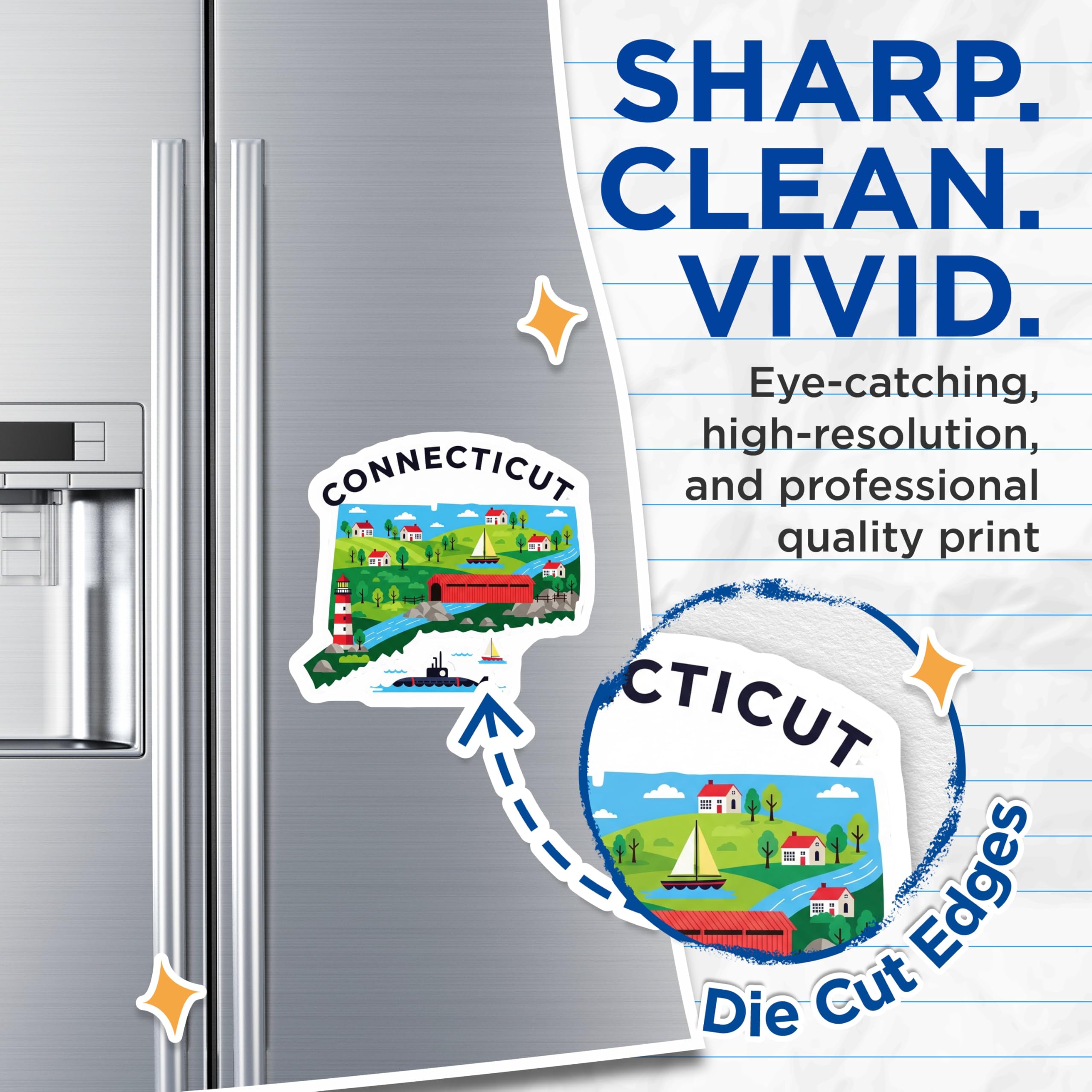 (2 Pack) Connecticut State Magnets - New England Scenery - Travel Souvenir Fridge Decors - 5" On Longest Side - Premium Magnet - for Cars, Refrigerators, Toolboxes, Lockers - Made in USA - MAG16040