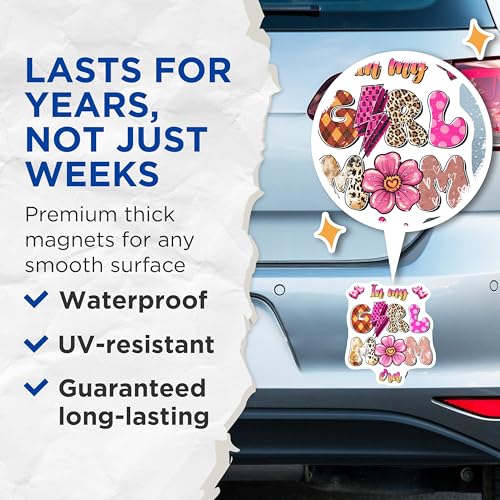 (2 Pack) Girl Mom Era Magnets Magnets - Floral Magnet - Colorful Refrigerator Magnet - 5" On Longest Side - Made in USA - Sticks to Refrigerators & Metal Surfaces - MAG8459