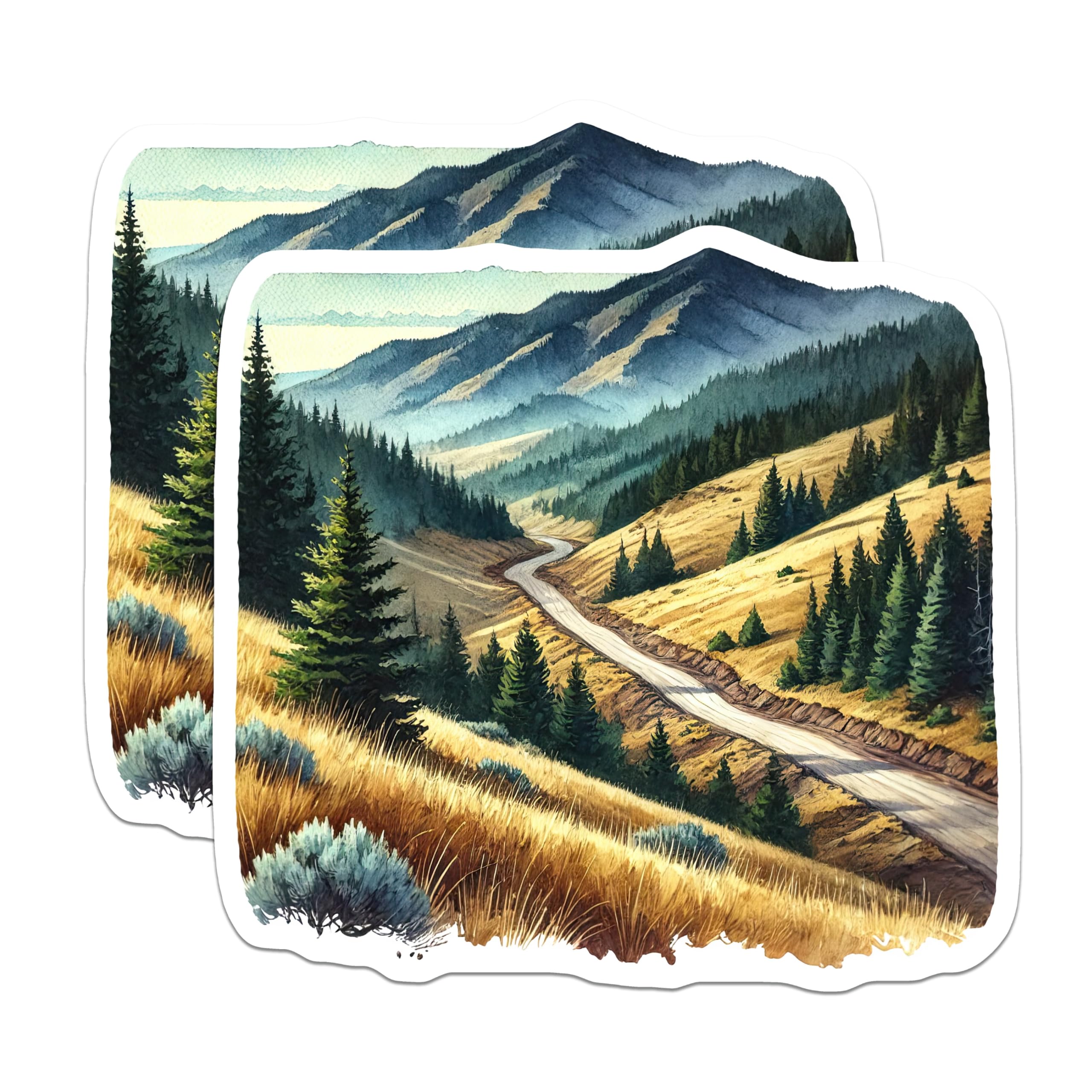 (2 Pack) Mountain Road Magnets - Landscape Decor - Scenic Route Fridge Accessories - 5" On Longest Side - Premium Magnet - for Cars, Refrigerators, Toolboxes, Lockers - Made in USA - MAG18902