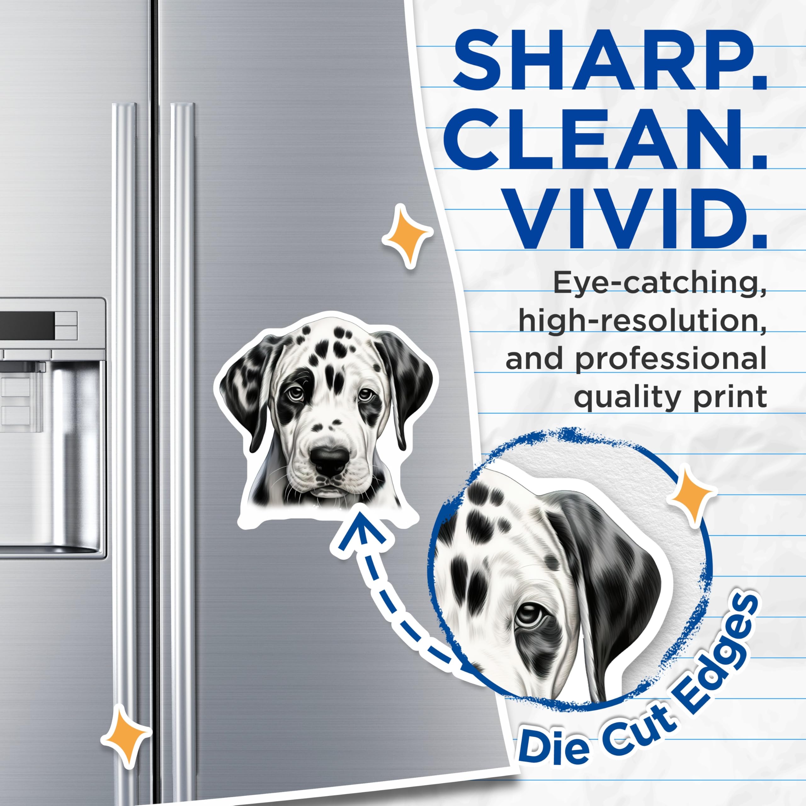 (2 Pack) Dalmatian Puppy Magnets - Spotted Dog Art - Pet Lover Accessories - 5 Inches On Longest Side - Thick Durable Magnet - Made in USA - MAG28428
