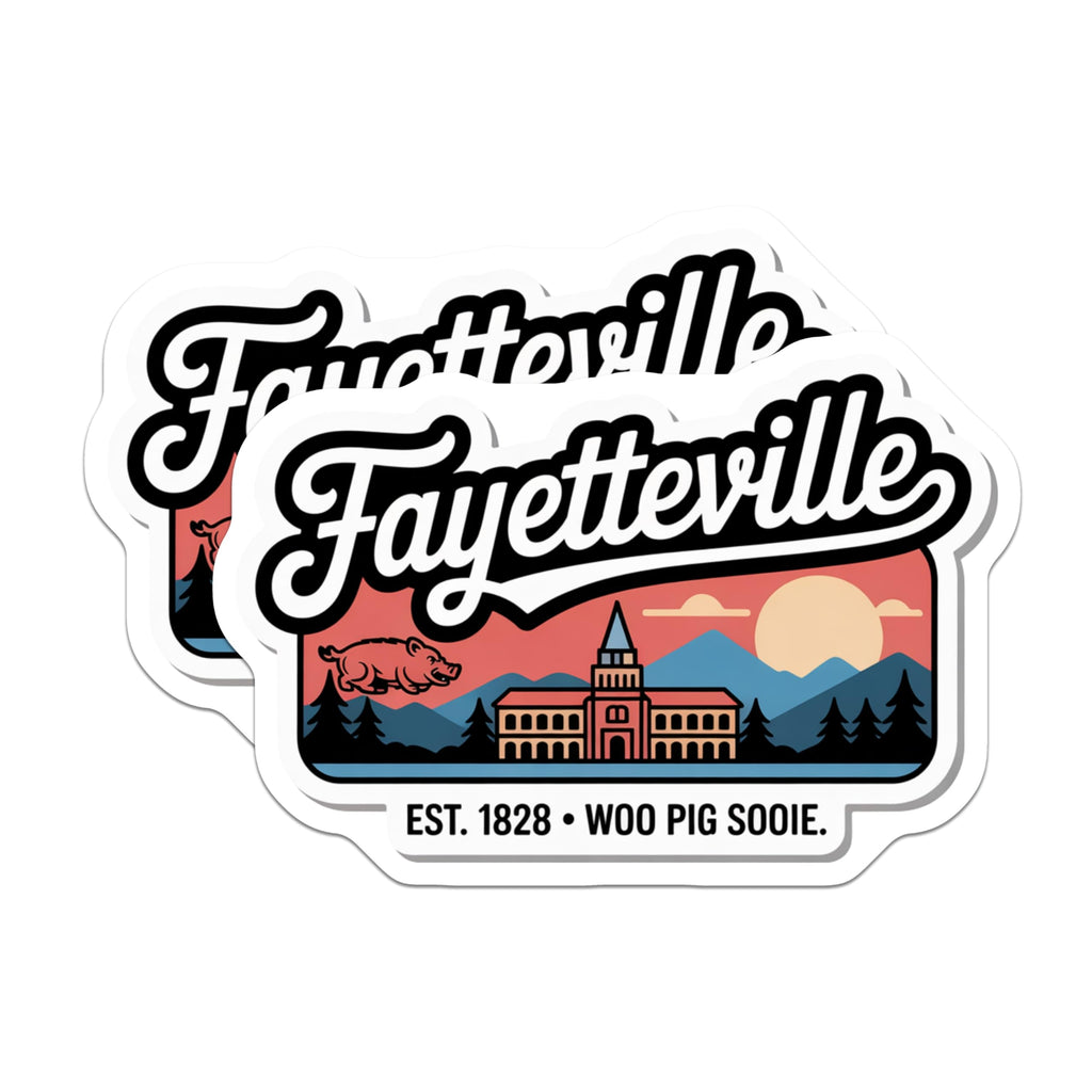 (2 Pack) Fayetteville Arkansas Magnets - Woo Pig Sooie Decor - University Town Souvenir - 5" On Longest Side - Premium Magnet - for Cars, Refrigerators, Toolboxes, Lockers - Made in USA - MAG18031