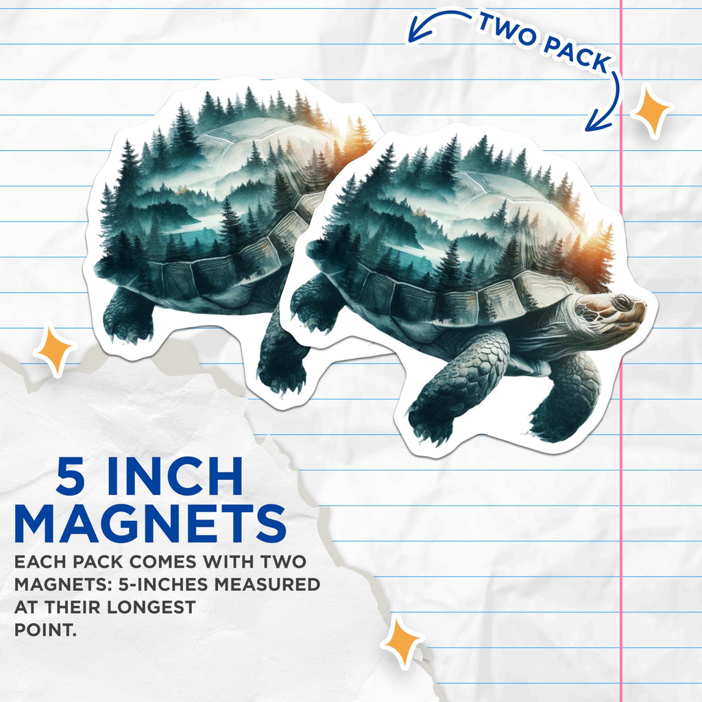 (2 Pack) Turtle Scene Magnets - Nature Inspired Artwork - Unique Fridge Magnets - 5" On Longest Side - Premium Magnet - for Cars, Refrigerators, Toolboxes, Lockers - Made in USA - MAG14284
