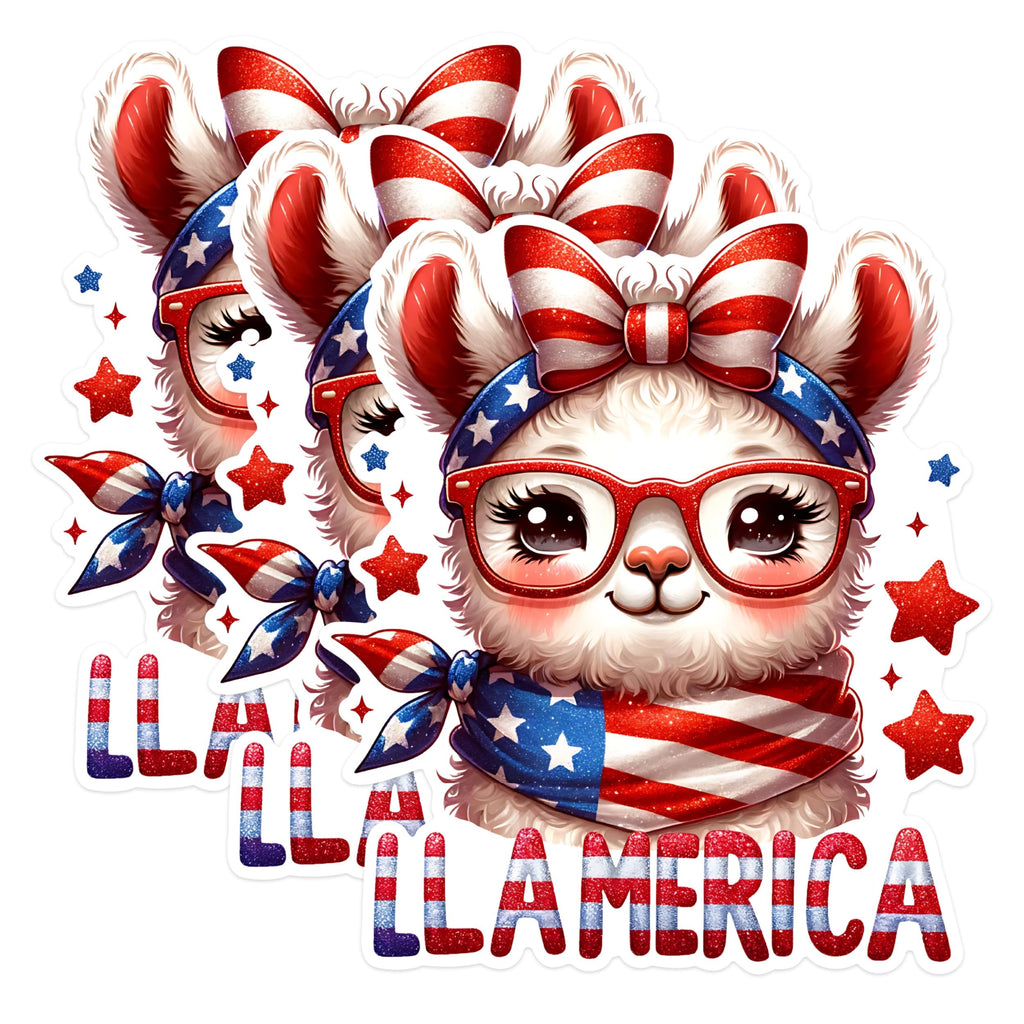 (3 Pack) Patriotic Llama Decals - American Llama - Llama Laptop Decals - 3 Inches On Longest Side - Easy Peel & Apply - Made in USA - 3MCS1545