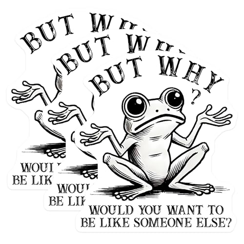 (3 Pack) Frog Meme Decals - Existential Question - Funny Laptop Decal - 3 Inches On Longest Side - Easy Peel & Apply - Made in USA - 3MCS6375