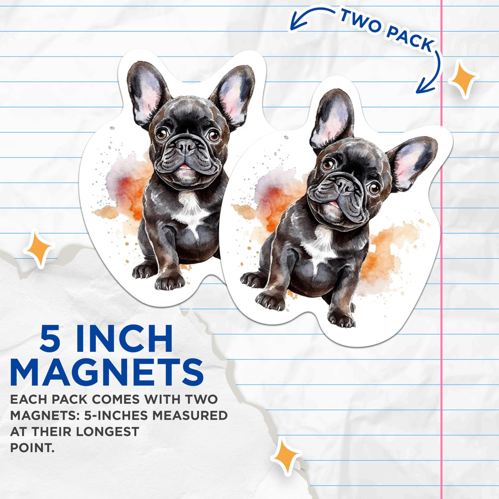 (2 Pack) French Bulldog Magnets - French Bulldog Dog Breed Magnets - Frenchie Breed - 5 Inches On Longest Side - Premium Magnet - for Cars, Refrigerators, Toolboxes - Made in USA - MAG2193