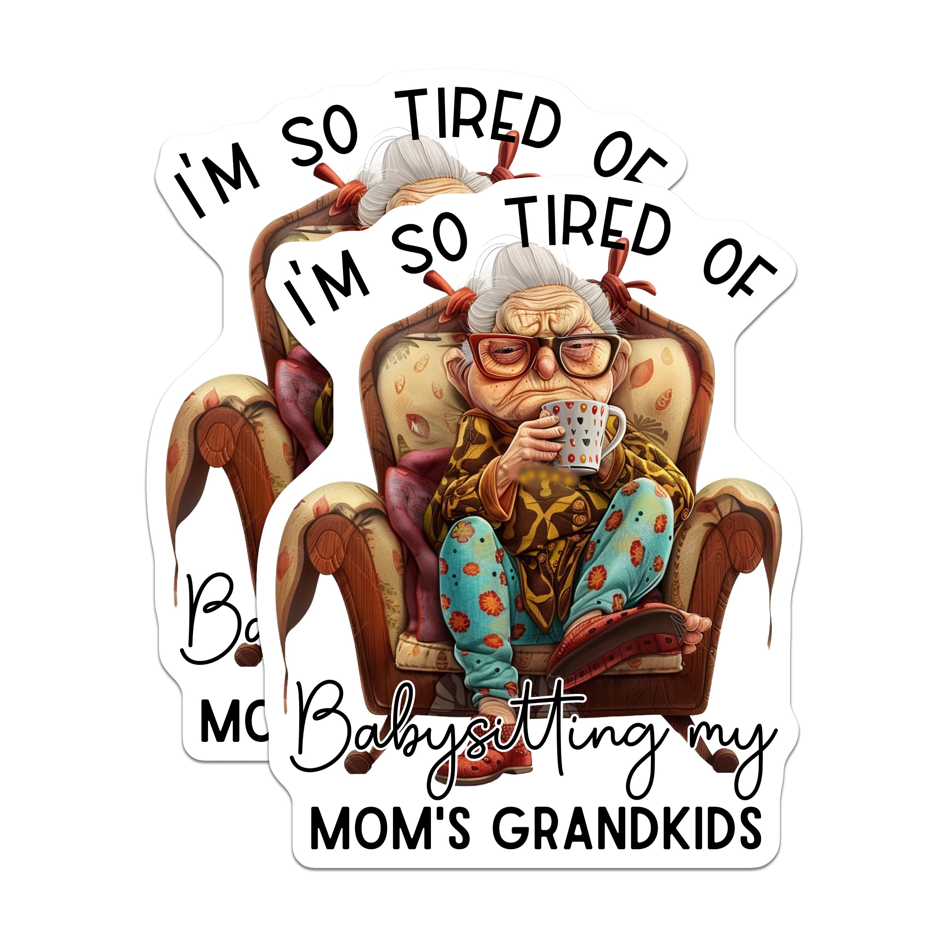 (2 Pack) Grumpy Grandma Magnets - Babysitting Humor - Grandparent Life Fridge Decor - 5 Inches On Longest Side - Thick Durable Magnet - Made in USA - MAG36067