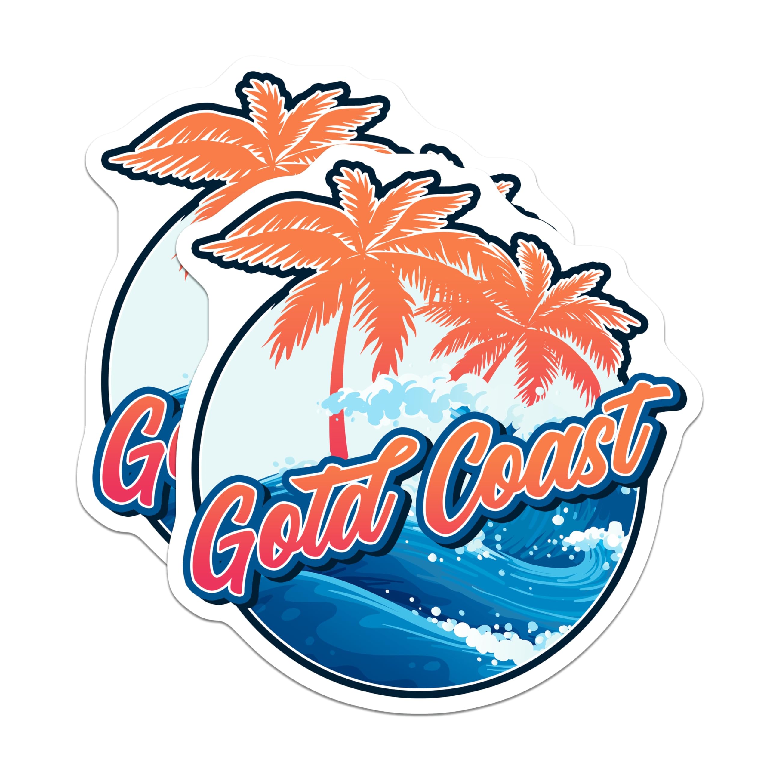 (2 Pack) Gold Coast Australia Magnets - Tropical Beach Decor - Ocean Surf Souvenir - 5 Inches On Longest Side - Thick Durable Magnet - Made in USA - MAG19071