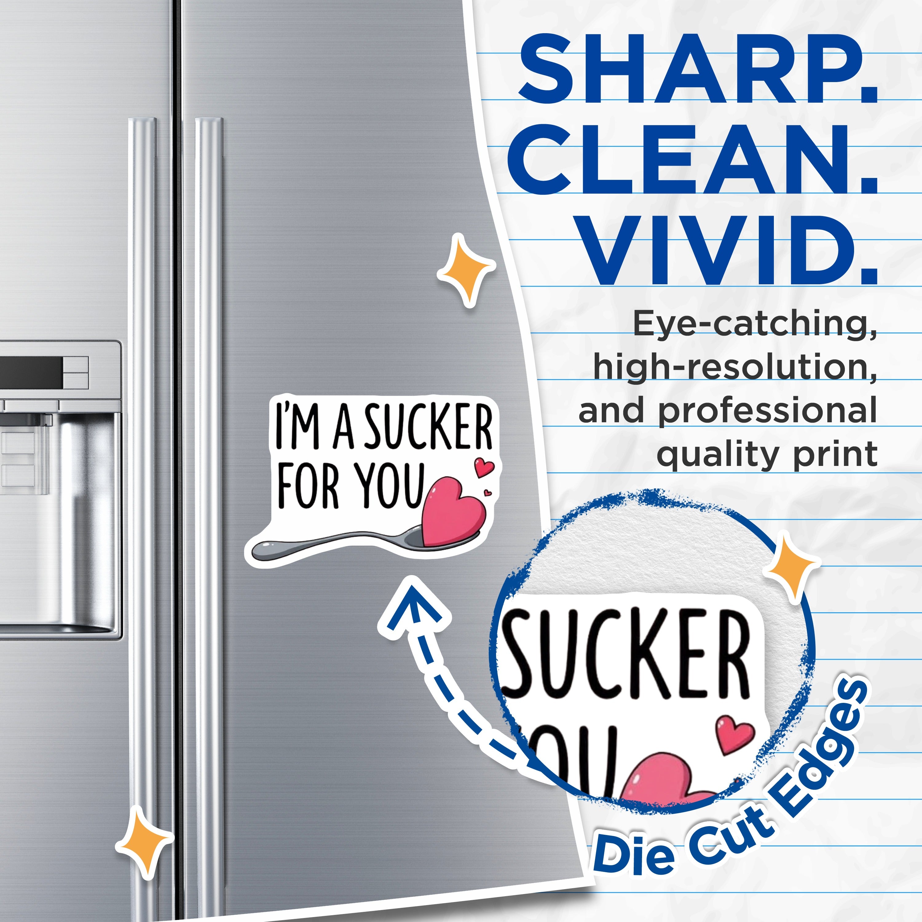 (2 Pack) I'm A Sucker for You Magnets - Sweet Love Message - Cute Heart Spoon - Romantic Fridge Decor - Couples Item - 5 Inches On Longest Side - Thick Durable Magnet - Made in USA - MAG39363