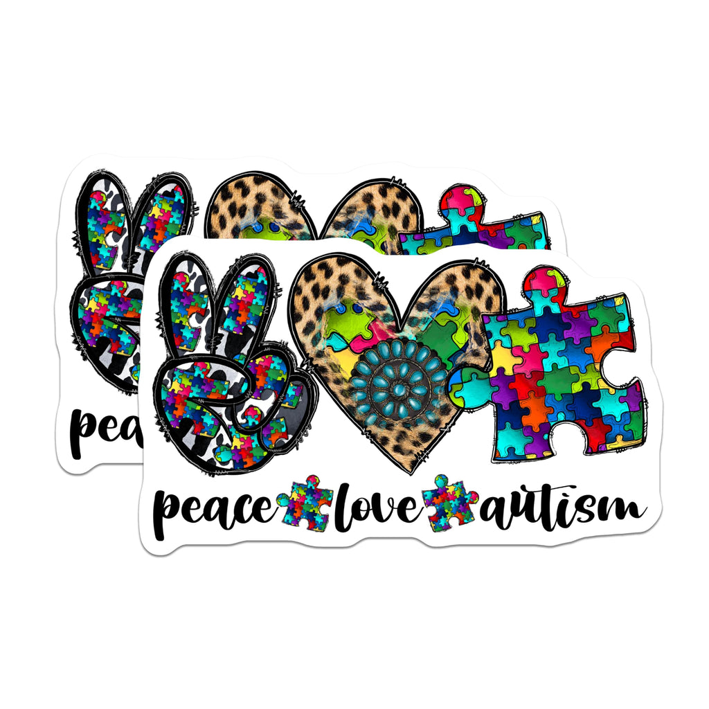 (2 Pack) Autism Awareness Magnets - Peace Love Autism Decor - Neurodiversity Support Magnet - 5 Inches On Longest Side - Thick Durable Magnet - Made in USA - MAG28202