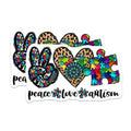 (2 Pack) Autism Awareness Magnets - Peace Love Autism Decor - Neurodiversity Support Magnet - 5 Inches On Longest Side - Thick Durable Magnet - Made in USA - MAG28202
