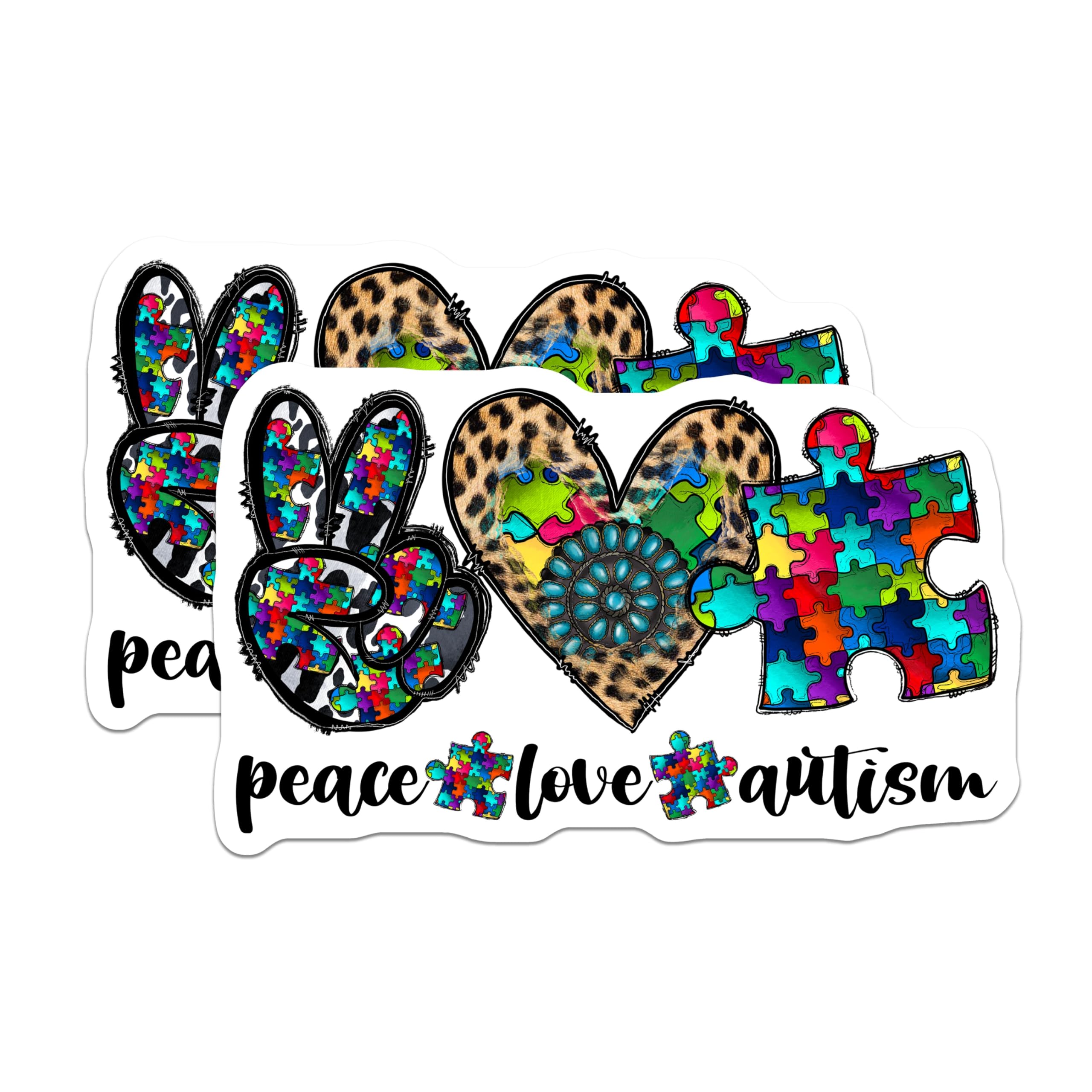 (2 Pack) Autism Awareness Magnets - Peace Love Autism Decor - Neurodiversity Support Magnet - 5 Inches On Longest Side - Thick Durable Magnet - Made in USA - MAG28202