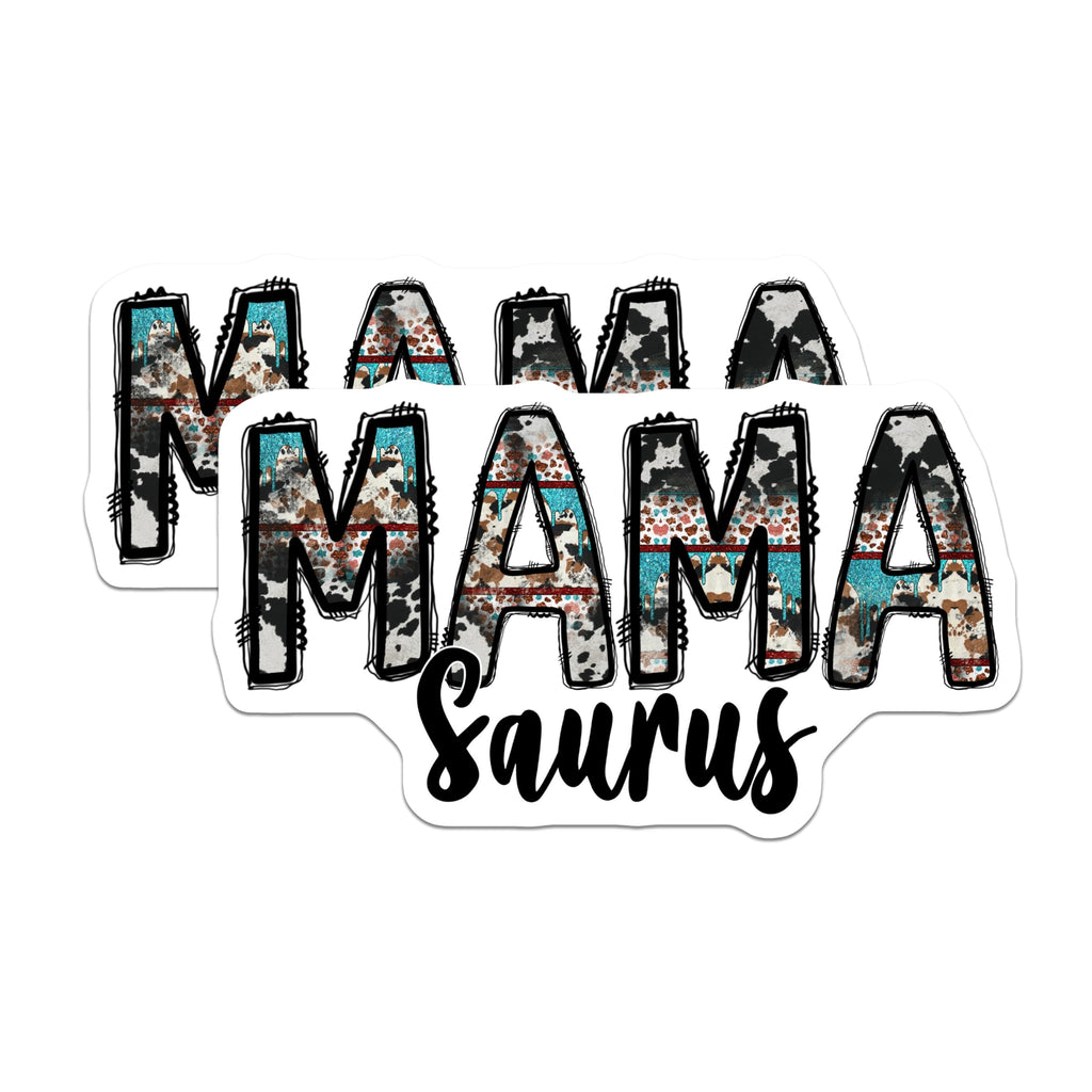 (2 Pack) Mammasaurus Cow Print Magnets - Western Mama Life - Refrigerator Decor for Moms - 5 Inches On Longest Side - Thick Durable Magnet - Made in USA - MAG26147
