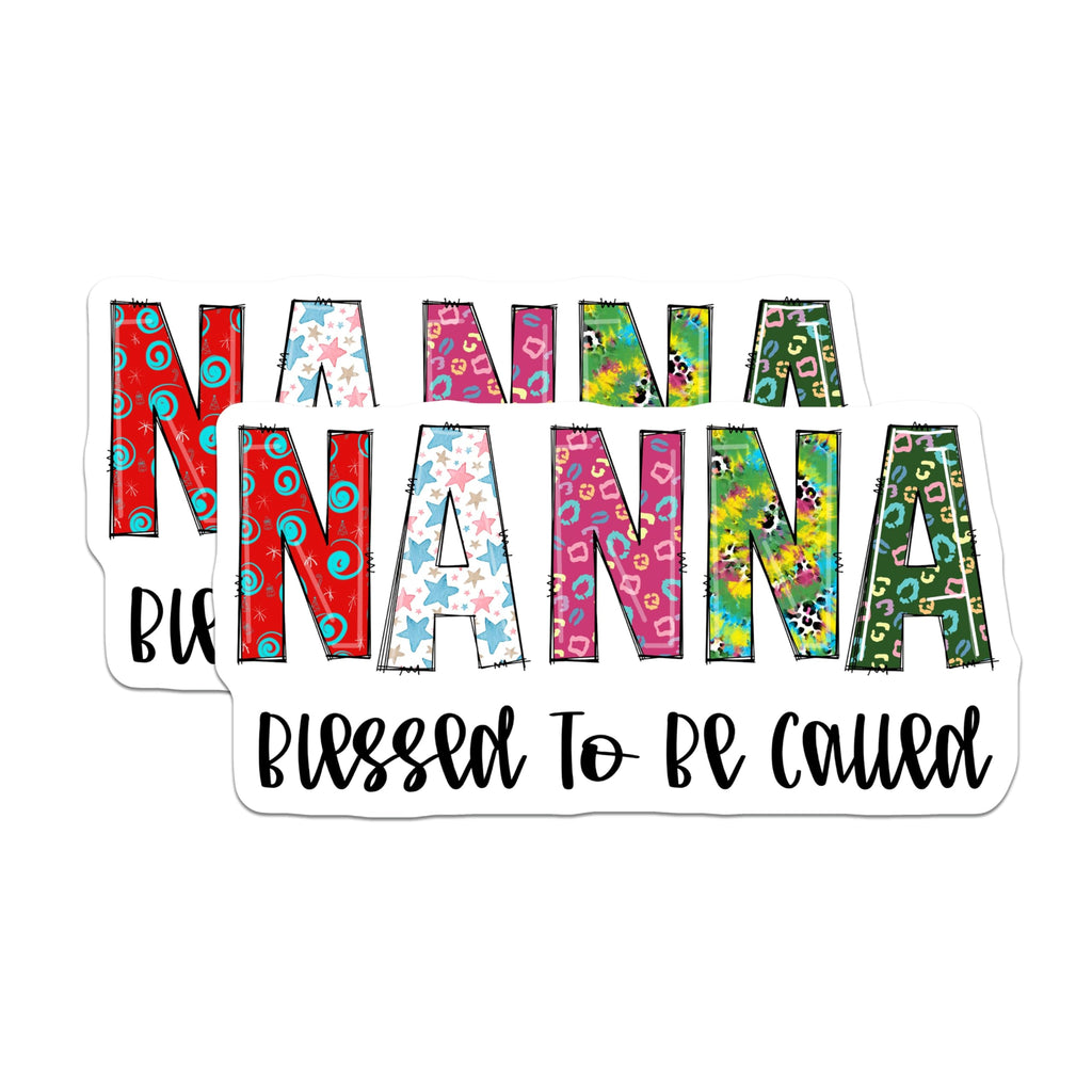 (2 Pack) Nanna Stickers - Blessed Nanna - Grandmother Sticker - 5" On Longest Side - Sticks to Smooth Flat Surfaces - Made in USA - BMCS14497
