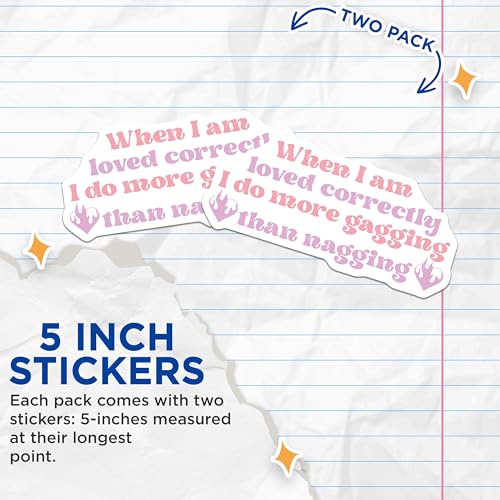 (2 Pack) Funny Quote Stickers - Love Relationship Decals - Pink Purple Graphic - 5" On Longest Side - Sticks to Smooth Flat Surfaces - Made in USA - BMCS8489