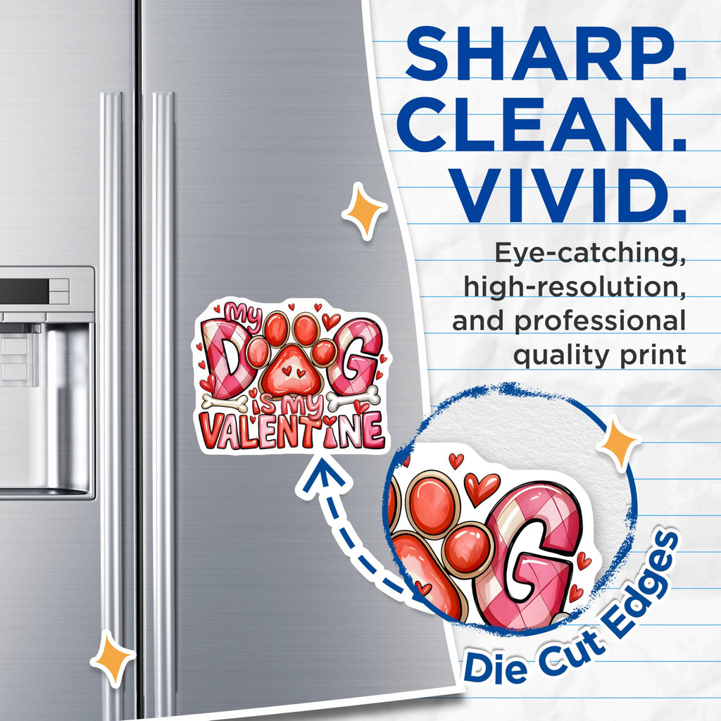 (2 Pack) My Dog is My Valentine Magnets - Valentine's Day Dog Mom Decor - Cute Pet Owner Accessory Magnets - 5 Inches On Longest Side - Thick Durable Magnet - Made in USA - MAG30850