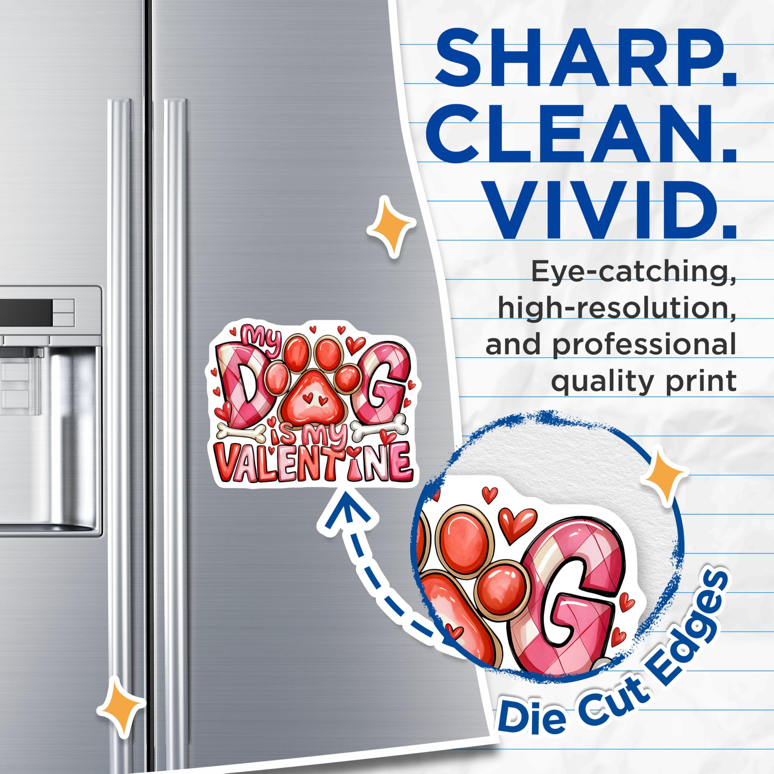 (2 Pack) My Dog is My Valentine Magnets - Valentine's Day Dog Mom Decor - Cute Pet Owner Accessory Magnets - 5 Inches On Longest Side - Thick Durable Magnet - Made in USA - MAG30850