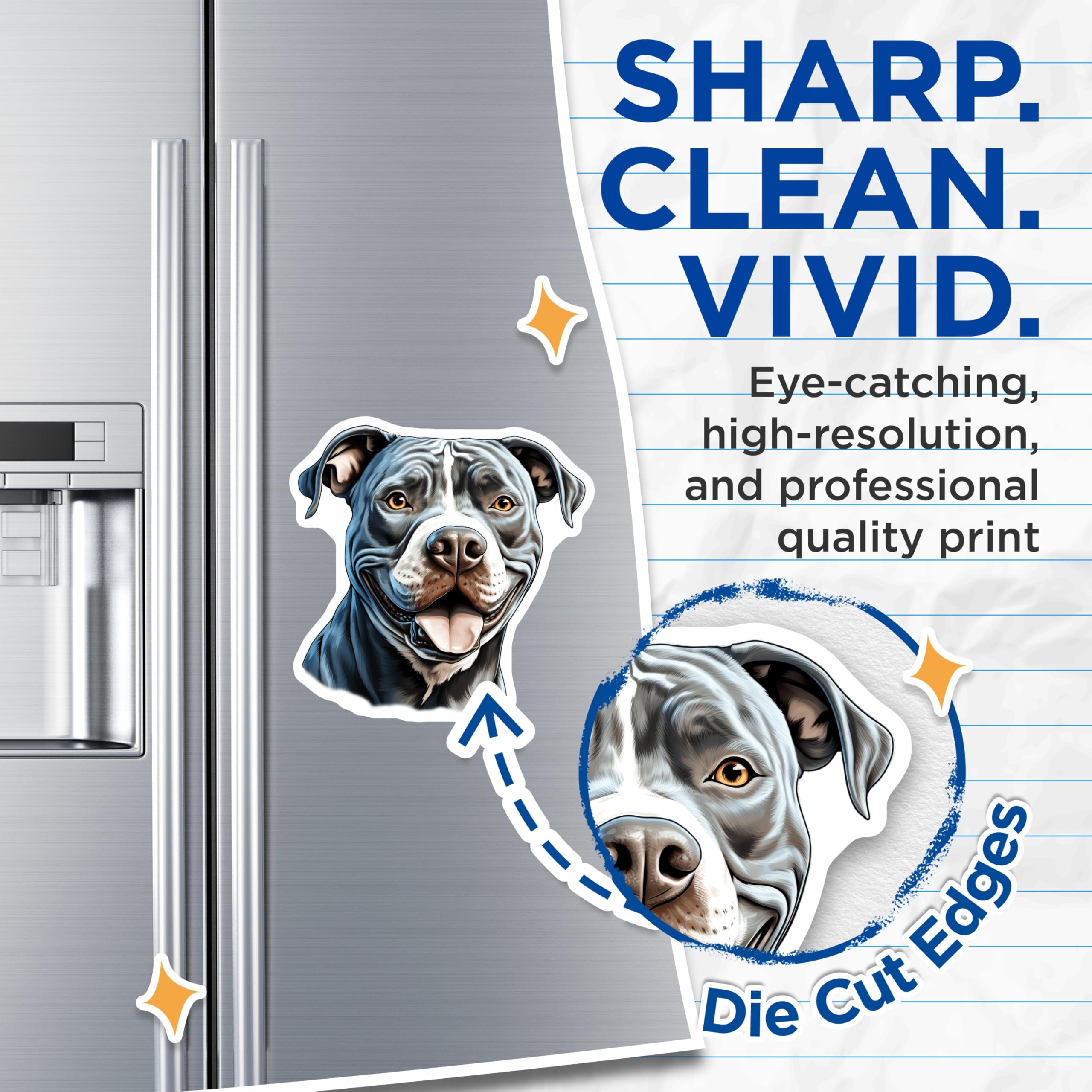 (2 Pack) Pitbull Dog Magnets - Happy Pitbull Lover Decor - Dog Mom Fridge Magnets - Cute Pet Parent Art - 5 Inches On Longest Side - Thick Durable Magnet - Made in USA - MAG30156