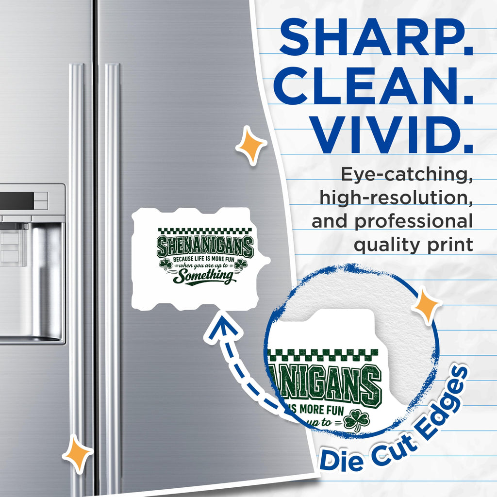 (2 Pack) Shenanigans Magnets - Funny Irish Sayings - St Patricks Day Decorations - Clover Quote Magnet - 5 Inches On Longest Side - Thick Durable Magnet - Made in USA - MAG20200