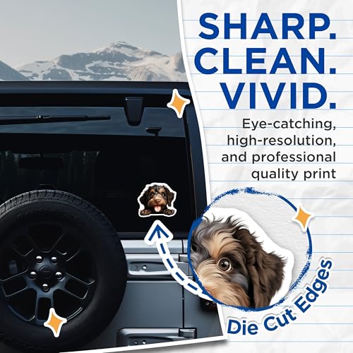 (2 Pack) Cute Puppy Dog Stickers - Animal Lover Decals - Dog Lover Gift - Pet Enthusiast Sticker Pack - 5" On Longest Side - Sticks to Smooth Flat Surfaces - Made in USA - BMCS9851