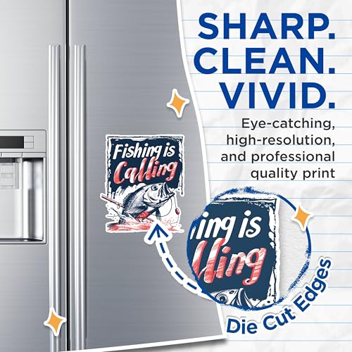 (2 Pack) Fishing is Calling Magnets - Fisherman Decor Magnets - Angler's Refrigerator Magnets - Catch of The Day Magnets- 5" On Longest Side - for Fridges, Toolboxes, Cars - Made in USA - MAG2625