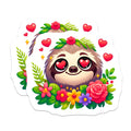 (2 Pack) Cute Sloth Magnets - Adorable Heart Eyes Sloth Decor - Floral Animal Fridge Locker Magnet - Kawaii Home Accent - 5 Inches On Longest Side - Thick Durable Magnet - Made in USA - MAG22184