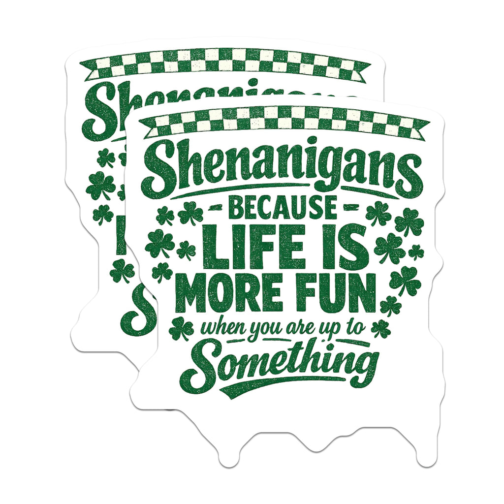 (2 Pack) Shenanigans Magnets - St Patricks Day Decor - Funny Irish Quote - Life More Fun Saying - Shamrock Fridge Magnet - 5 Inches On Longest Side - Thick Durable Magnet - Made in USA - MAG22538