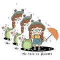 (3 Pack) Girl and Frog Decals - No Rain No Flowers - Laptop Stickers- 3 Inches On Longest Side - Easy Peel & Apply - Made in USA - 3MCS5248