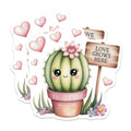 (2 Pack) Love Grows Here Magnets - Kawaii Cactus Decor - Positive Affirmation Plant Lover Aesthetic Fridge Locker Magnet - 5 Inches On Longest Side - Thick Durable Magnet - Made in USA - MAG38765