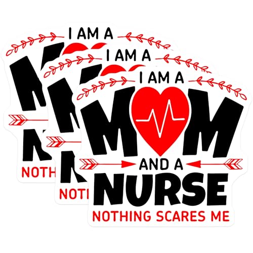 (3 Pack) Mom Nurse Decals - Medical Professional Decals - Brave Mom Laptop Decal - 3 Inches On Longest Side - Easy Peel & Apply - Made in USA - 3MCS7663