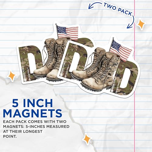 (2 Pack) Dad Military Boots Magnets Magnets - 5" On Longest Side - Made in USA - Sticks to Refrigerators & Metal Surfaces - MAG9003