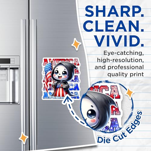 (2 Pack) Grim Reaper Patriotic Magnets - Cute Skeleton - American Flag Art - Memorial Day Decor - 5" On Longest Side - for Cars, Fridges, Toolboxes - Made in USA - MAG7910
