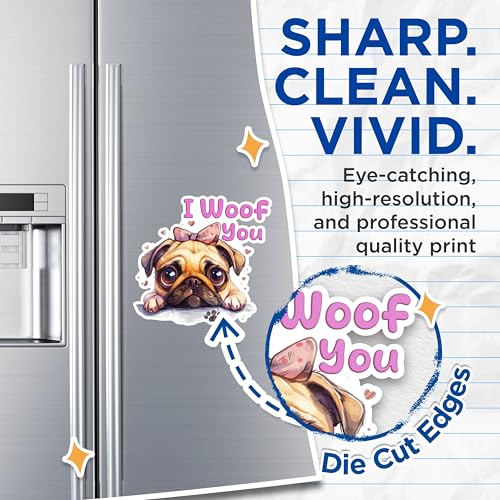 (2 Packs) I Woof You Pug Magnets - Cute Pug Dog Breed Magnets - 5 Inches On Longest Side - Premium Magnet - for Fridges, Toolboxes, Cars - Made in USA - MAG2346