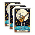 (3 Pack) Skeleton Guitarist Decals - Pool Tarot Card - Laptop Decals - 3 Inches On Longest Side - Easy Peel & Apply - Made in USA - 3MCS4249