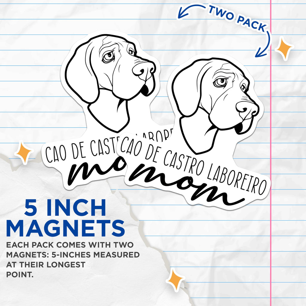 (2 Pack) Cao de Castro Laboreiro Mom Magnets - Dog Mom Accessories - Breed Specific Pet Decor - 5 Inches On Longest Side - Thick Durable Magnet - Made in USA - MAG27047