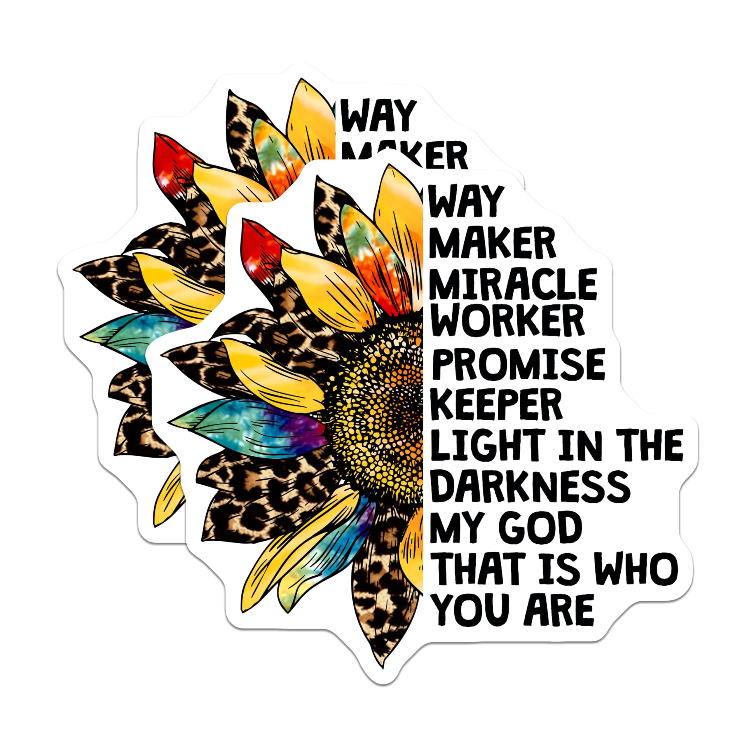 (2 Pack) Way Maker Miracle Worker Promise Keeper Stickers - Light in The Darkness - Inspirational Faith Stickers - 5" On Longest Side - Sticks to Smooth Flat Surfaces - Made in USA - BMCS6184