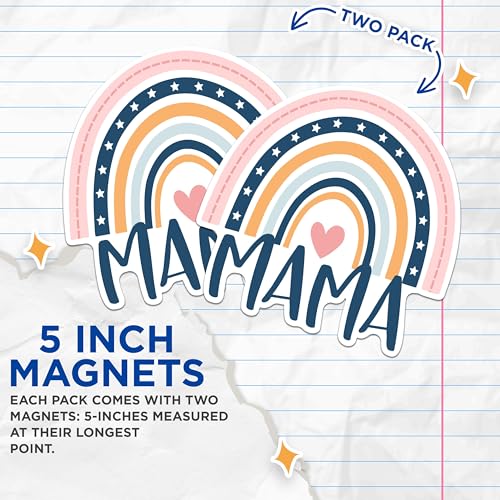 (2 Pack) Mama Rainbow Heart Magnets - Cute Rainbow Magnets - Heart Mama Magnets- 5" On Longest Side - for Fridges, Toolboxes, Cars - Made in USA - MAG2567
