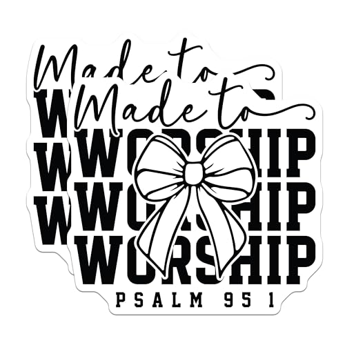 (2 Pack) Made to Worship Stickers - Psalm 95:1 - Religious Inspirational Decal - 5" On Longest Side - Sticks to Smooth Flat Surfaces - Made in USA - BMCS6850